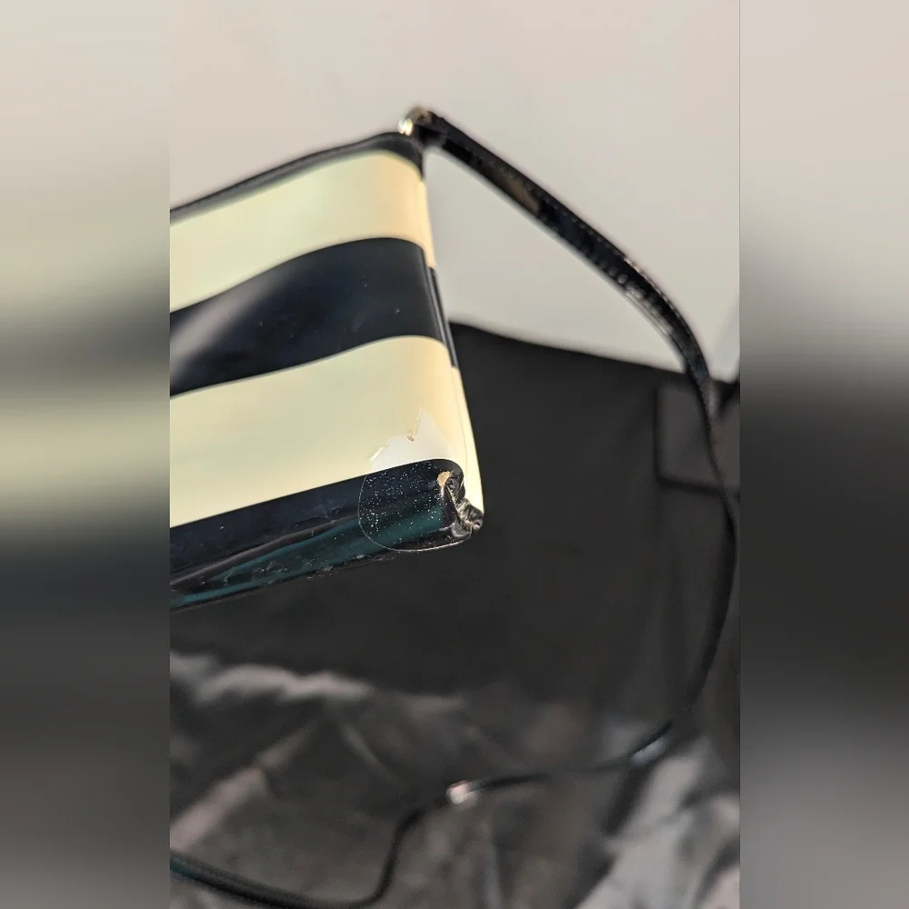 Kate Spade Crossbody PROJECT BAG Small Black Cream Striped PVC Magenta Hot Pink - Picture 7 of 12